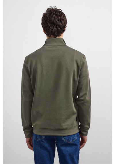 Backandbond Haki Regular Fit Yarım Fermuarlı Sweatshirt