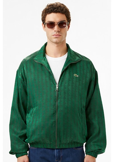Lacoste Relaxed Fit Monogram Jacket Classic Fit Dik Yaka Logolu Sweatshirt Ceket Yeşil Yeşil