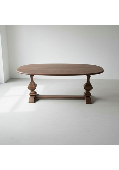 Orleans Fransız Still Oval Ahşap Yemek Masası 90x180 Ceviz