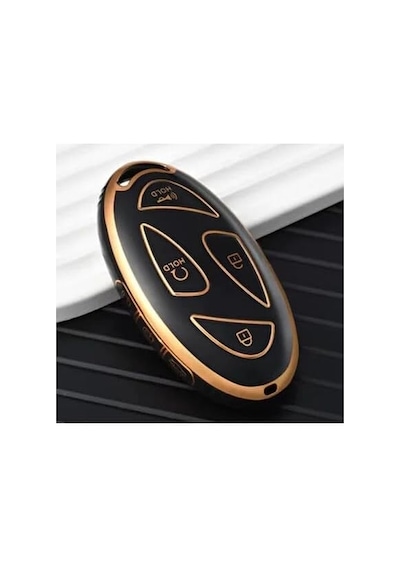 Autohan Keys Premium Nano Anahtar Kılıfı, 5 Butonlu, Tucson Ioniq Kona Modelleri İle Uyumlu Siyah-altın
