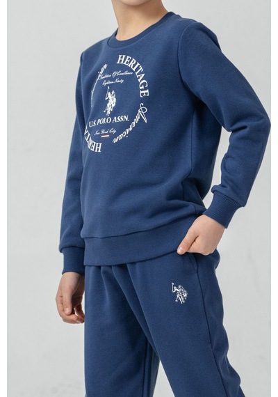 U.S. Polo Assn. Erkek Çocuk Baskılı Mavi Uzun Kol Eşofman Takımı Us2600-c-v2 Us2600-c-v2