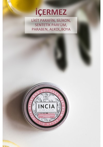 INCIA %100 Doğal Tırnak Bakım Balmı Yoğun Nemlendirici Kremi Argan Yağlı Organik Vegan 15 ML