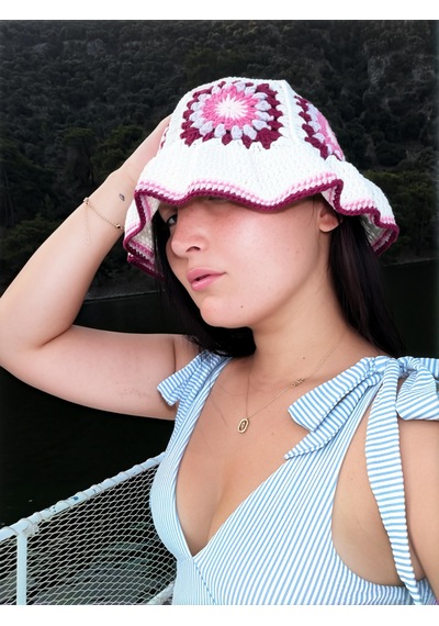 Crochet By Neslii Bloom Granny Bonnet Şapka Çok Renkli
