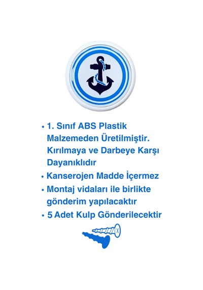 5 Adet Çapa Çocuk Odası Mobilya Kulbu Seti - Abs Plastik Tekli Düğme Dolap ve Çekmece Kulpları Mavi