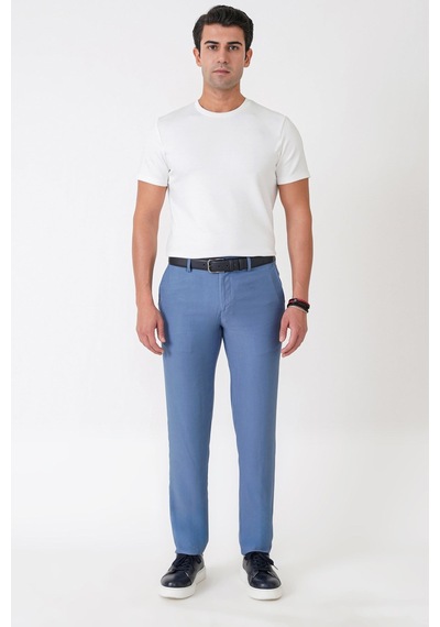 Comfort Fit Yan Cepli Pamuklu İndigo Pantolon P 1225