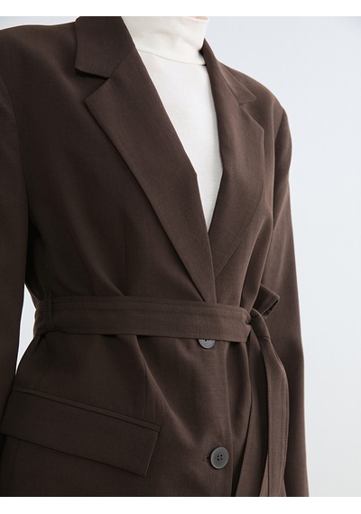 Lcw Modest Kahverengi Beli Kuşaklı Kadın Blazer Ceket