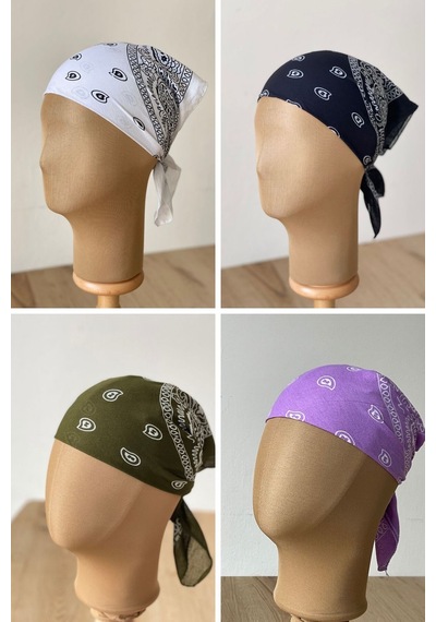 Pamuklu Klasik Desen Unisex 4lü Bandana Seti Renkli Bandana Etnik Desenli A Kalite Bandana Koyu Mor