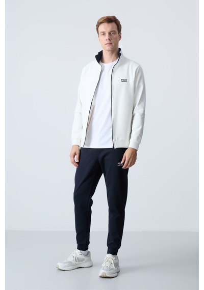 Tommy Life Hugo Ekru - Lacivert Jogger Erkek Eşofman Takım - 85198 Ekru