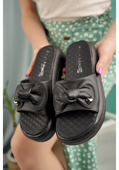 Nesil Shoes Dvm 650 Siyah Masaj Tabanlı Kadın Terlik-Siyah