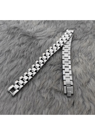 Ehediye Chavin Gri 316 L Çelik Parlak Ve Mat Erkek Bileklik Ed02