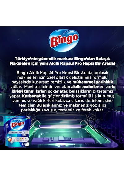 Bingo Akıllı Kapsül Pro Bulaşık Makinesideterjanı Tableti 300adet