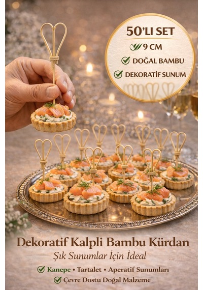 50 Li Kahve Kalpli 9 Cm Doğal Bambu Kürdan