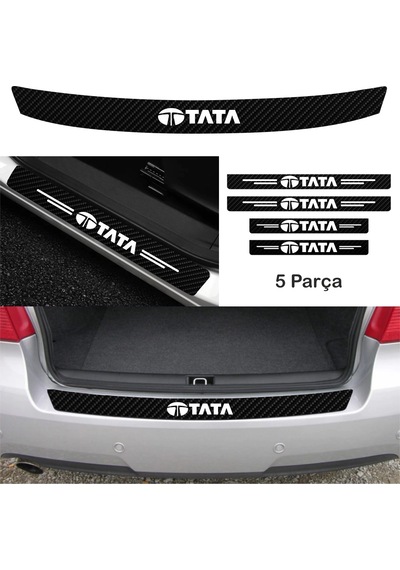 Tata Manza İçin Uyumlu Aksesuar Oto Bağaj Ve Kapı Eşiği Sticker Set Karbon Kırmızı