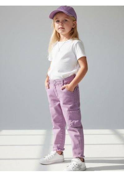 Zekids Kız Bebek Beli Lastikli Yumuşak Dokulu Pantolon-16727 Lila