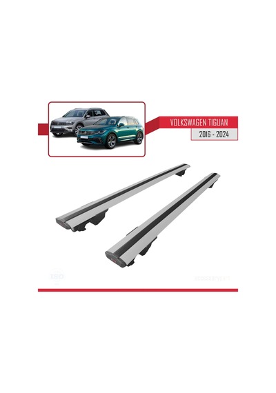 Vw Tiguan 2016 Ve Sonrası İle Uyumlu Hook Model Anahtar Kilitli Ara Atkı Tavan Barı Gri