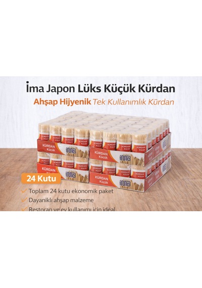 İma Japon Lüks Küçük Kürdan Ahşap Hijyenik Tek Kullanımlık Kürdan 24 Adet