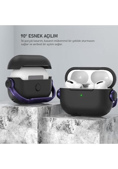 Pro Pro 2 Djpods Sert Malzemeli Kilitli Kapak Askı Aparatlı Pro Pro 2 Uyumlu Kılıf Siyah - Kırmızı Çok Renkli