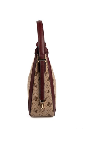 Silver Polo Sp1187 Kadın Omuz Çantası Monogram Koyu Bej-bordo