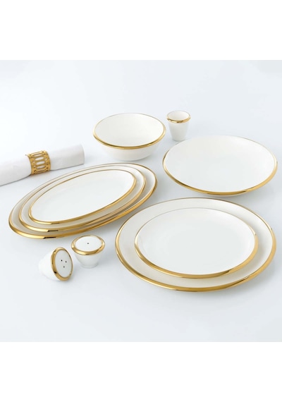Korkmaz Elektra Collection 60 Parça Gold Yemek Takımı A8056 Beyaz