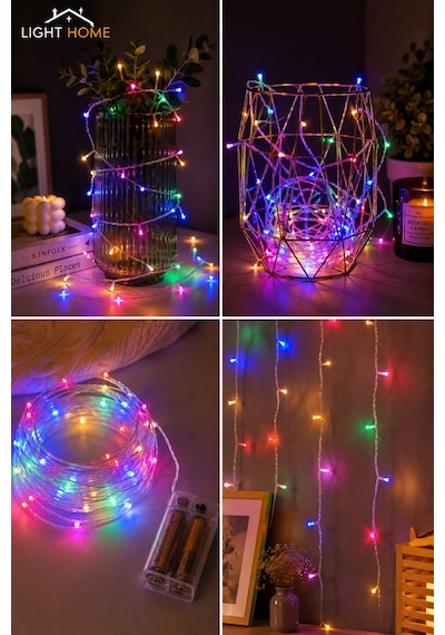 Kablolu Led Işık Zinciri Renkli Rgb Dekoratif Led Aydınlatma Oda Duvar Yatak Odası Parti Yılbaşı Süsü 3 Metre 20 Led Çok Renkli