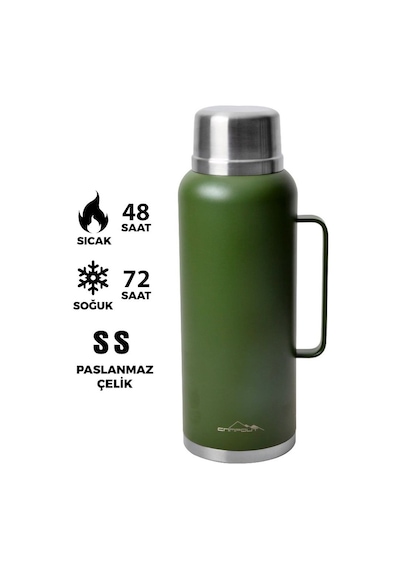 Nurgaz Ng 166Y Yeşil Campout Çift Katmanlı Termos 2600 Ml Yeşil