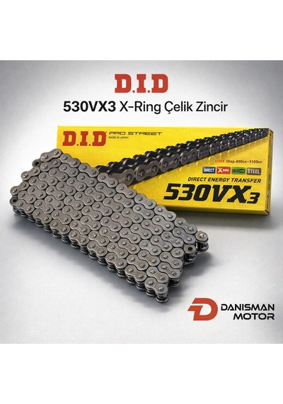 Dıd 530vx3 X-ring Çelik Motosiklet Zinciri 530 Vx3 128 Bakla Çelik