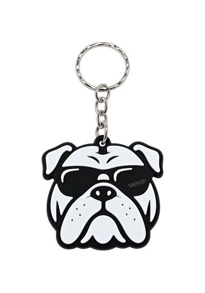 Köpek Figürlü Anahtarlık Siyah Beyaz Bulldog Tasarımlı Anahtarlık Sevimli Köpek Figürü