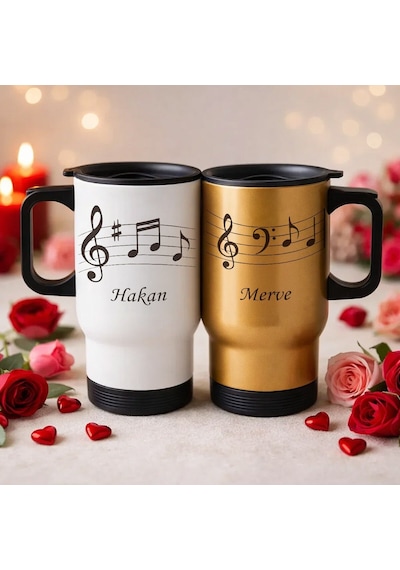 Bk Gift Kişiye Özel Sevgili Çift Tasarımlı 2li Kulplu Beyaz&gold Çelik Termos Mug 450 Ml -4, Sevgiliye Hediye, Sevgililer Günü Hediyesi Kobitmeyencom3