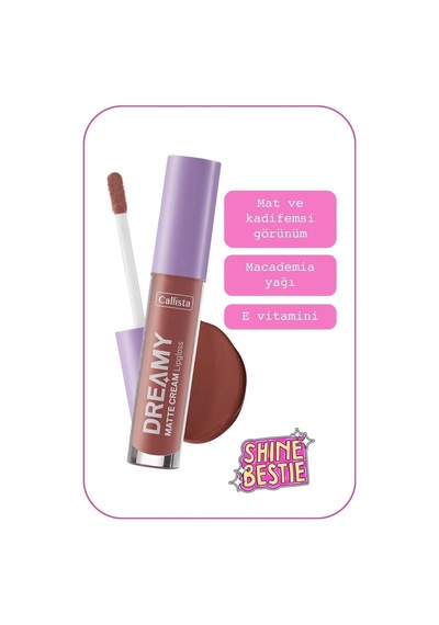 Callista Dreamy Matte Cream Lipgloss Mat Görünümlü Dudak Parlatıcısı - 208 Front Row - Kahverengi