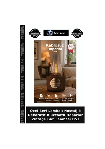 Özel Seri Lambalı Nostaljik Dekoratif Bluetooth Hoparlör Vintage Gaz Lambası D53