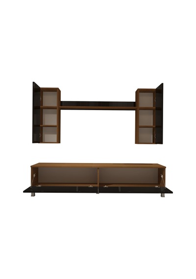 Decoraktiv Eko 7 Mdf Std Krom Ayaklı Tv Ünitesi Tv Sehpası Ceviz - Siyah