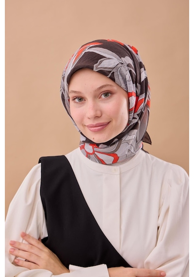 Silk Home Olinda İpek Eşarp 47003-01 Soluk Siyah, Kırmızı, Gri, Füme, Beyaz