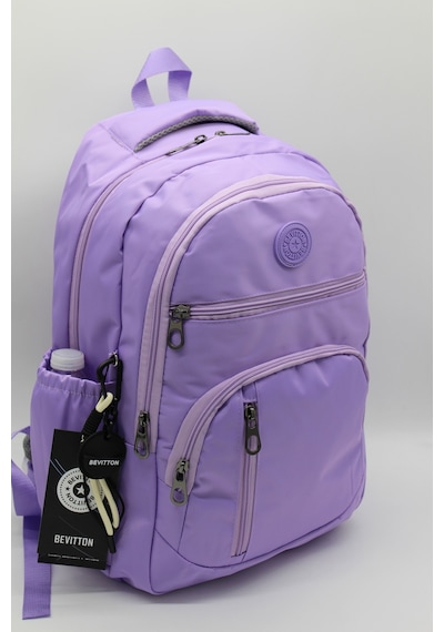 Lila Unisex Okul Çantası Su Geçirmez Kumaş Unisex Okul Sırt Çantası 1700 Mor
