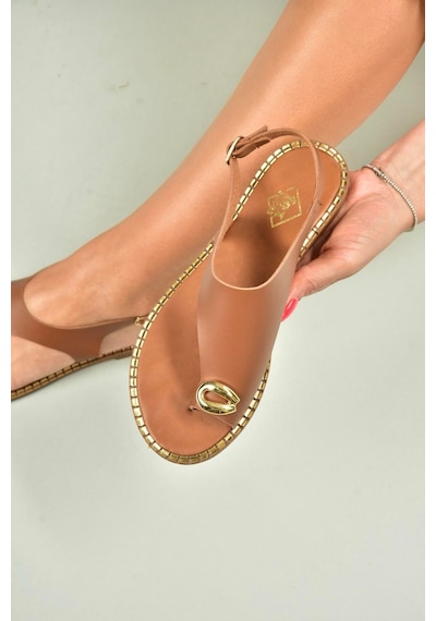 Fox Shoes U652227109 Taba Kadın Sandalet Taba-suni Deri