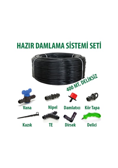 16x0,9mm 400 Metre Düz Damlama Borusu Sistemi Hazır Damlama Seti Set-02