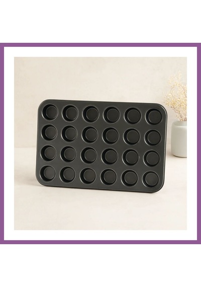 Bezos 24 Gözlü Metal Muffin Kek Kalıbı Siyah Rengaren