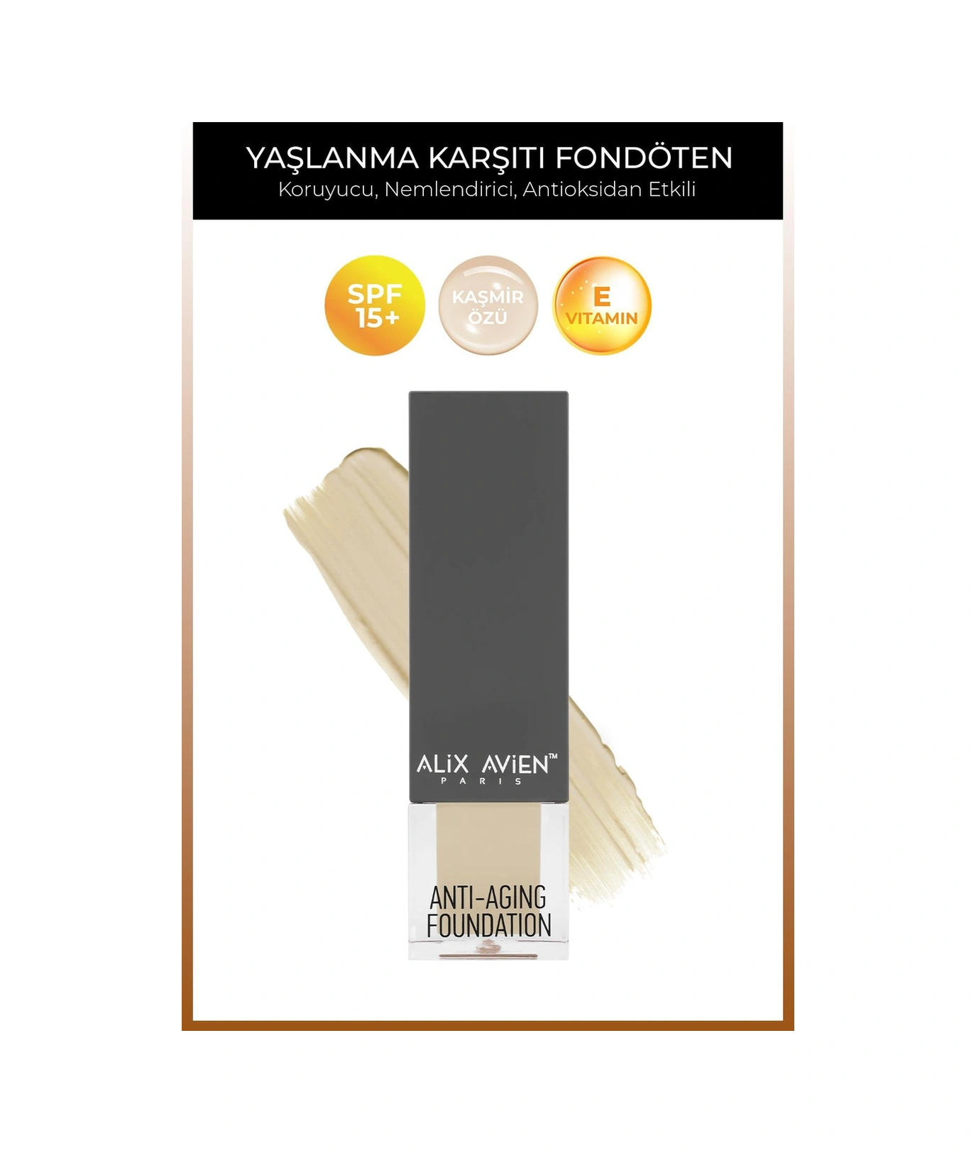 Alix Avien Vitamin İçeren Nemlendirici SPF15+ Fondöten- Foundation 504 Natural Beige
