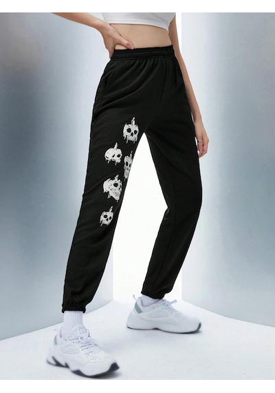 Coolane Skull Print 4 Mevsim Eşofman Siyah