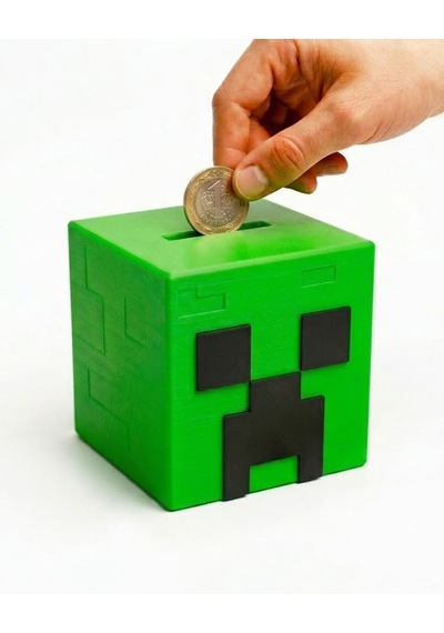Minecraft Creeper Tasarımlı Kumbara - Özel Tasarım Dekoratif Piggy Bank Yeşil