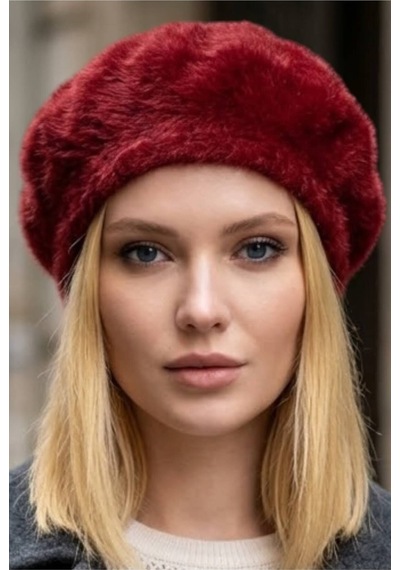 Uniquetrenders Kadın Peluş Kışlık Fransız Ressam Bere Kırmızı