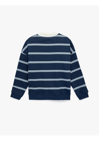 Koton Polo Yaka Uzun Kollu Çizgili Oversize Sweatshirt Lacivert Çizgili 6wal10665ık Lacivert Koton Polo Yaka Uzun Kollu Çizgili Oversize Sweatshirt Lacivert Çizgili 6wal10665ık Lacivert