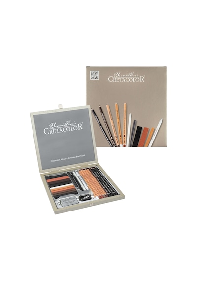 Cretacolor Passion Box Drawing Set Premium Çizim Seti Ahşap Kutu