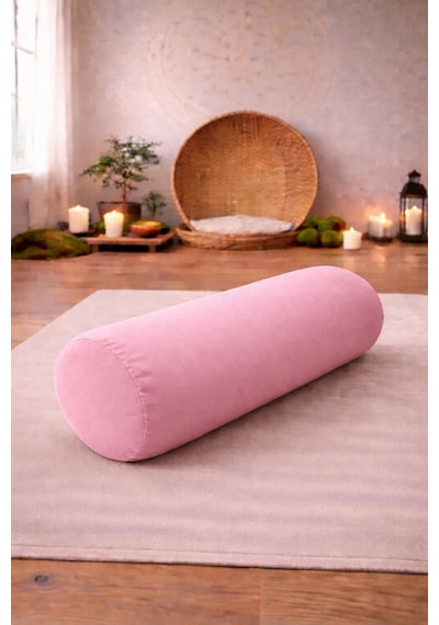 Yuvarlak Zafu Meditasyon Minderi & Bolster Minderi İkili Yoga Meditasyon Minder Seti Açık Pembe