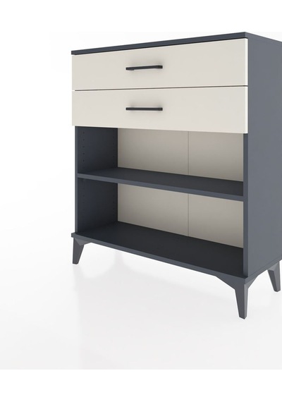 Arges Şifonyer Tek Raflı 2 Çekmeceli 88x30x96 Antrasit-aytaşı Antrasit
