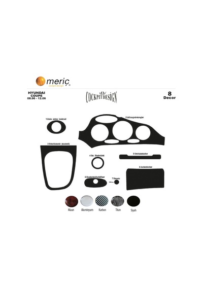 Meriç® Hyundai Coupe Ön Torpido Kaplama 8 Parça 1996-2004 (530156482)