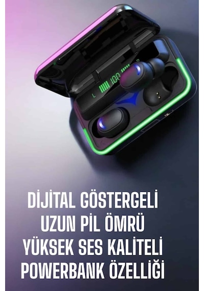 Powerbank Özellikli Kablosuz Bluetooth Kulaklık Rgb Işıklı Diğer