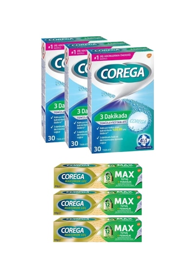 X3 3 Dakikada Diş Protezi Temizleyici 30 Tablet + X3 Max Tutuş + Ferahlık Protez Yapıştırıcı 40 Gr