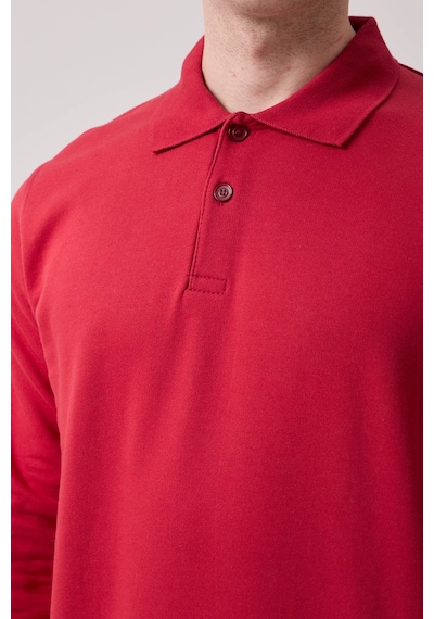Galanthus Polo Sweat Uzun Kollu Pamuklu Sweatshirt İş Ve Günlük Kullanım İçin Bordo