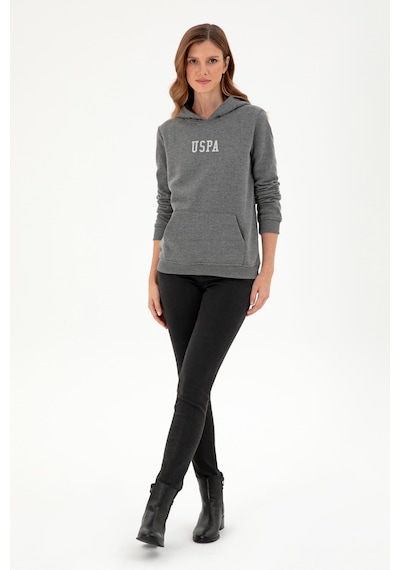 U.S. Polo Assn. Kadın Antrasit Melanj Basic Kapüşonlu Sweatshirt 50289536-VR081
