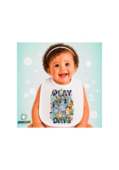 Bluey Play Keten Bebek Mama Önlüğü Yumuşak - Emici - Yıkanabilir - Özel Tasarım P029 Çok Renkli